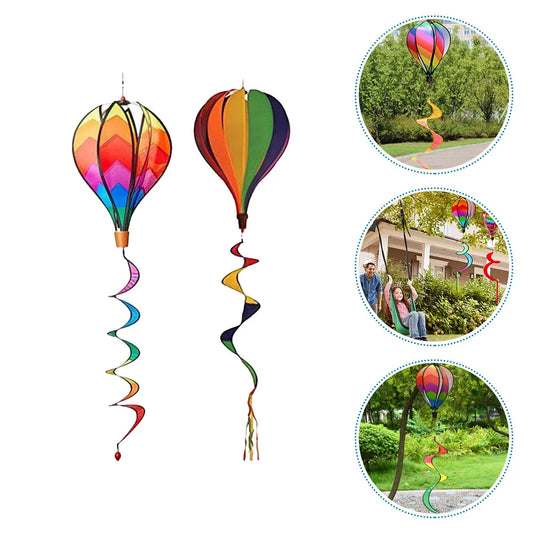 2pcs Balloons Summer Hot Air Wind Strips Sequin Solid Color Windmill Rotating Colorful Garden DecorationSpiral Pvc