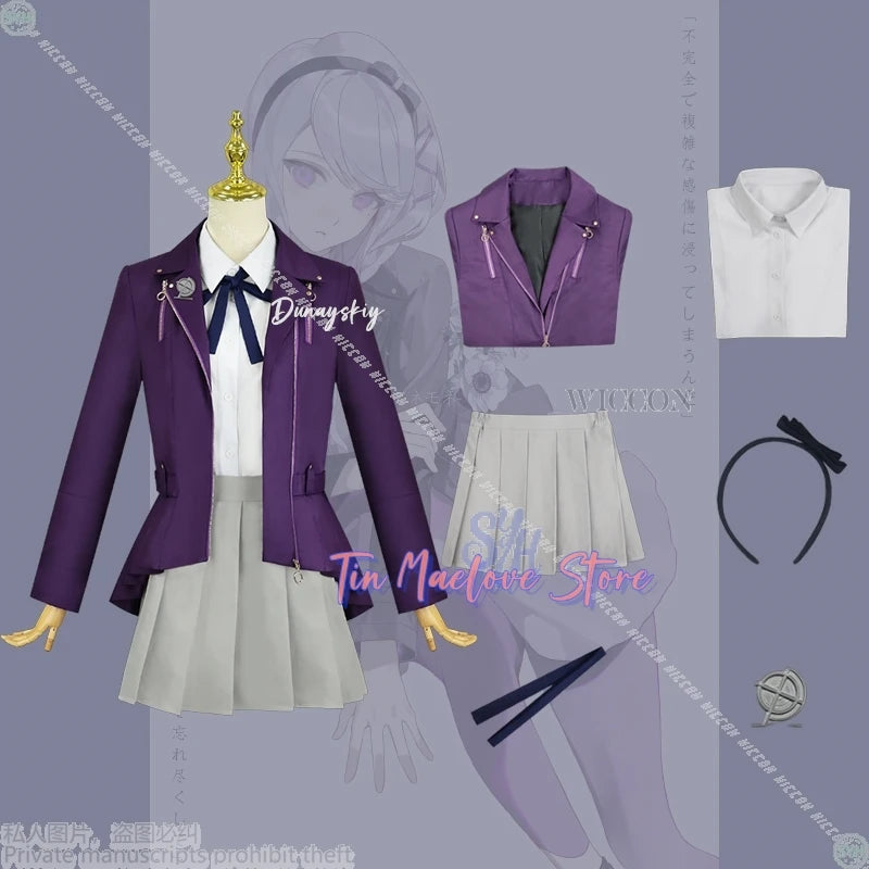 Anime Game The Hundred Cosplay Kirifuji Nozomi Costume Purple Punk Coat Y2k Fashion Jirai Kei Girls Dress JK Uniform Halloween