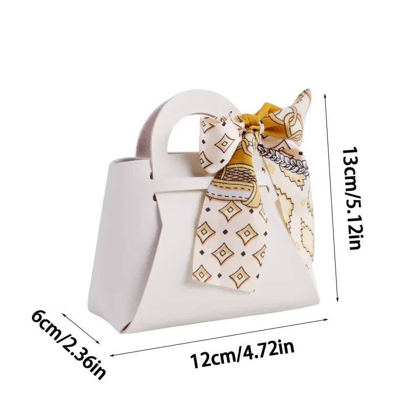 10PCS Distribute Leather Pink Gift Bags Wedding Favour Bag for Guest Mini Handbag with Ribbon Candy Packaging Box Party Decor