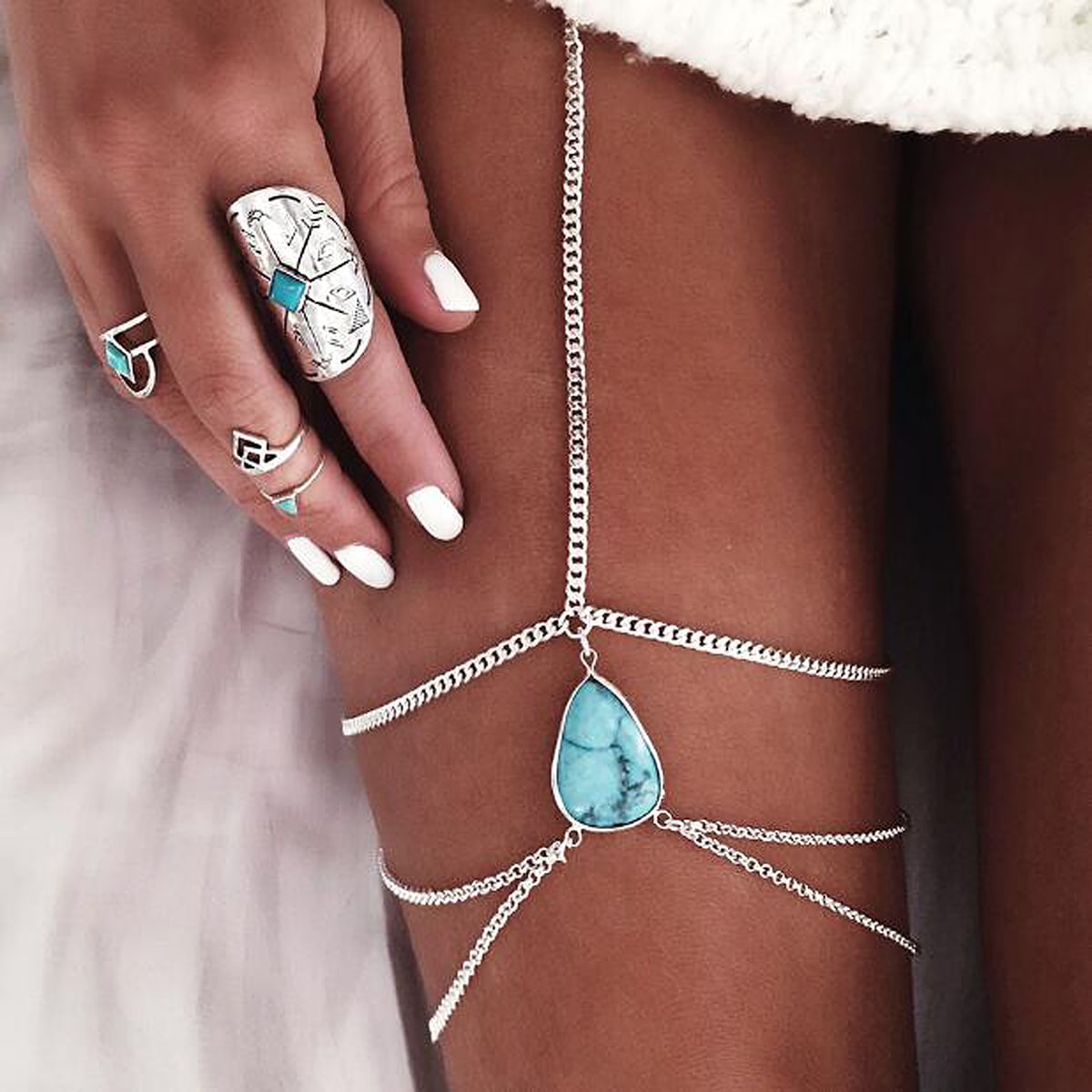Bohemian Summer Sexy Beach Multilayer Leg Chain Women Body Jewellery
