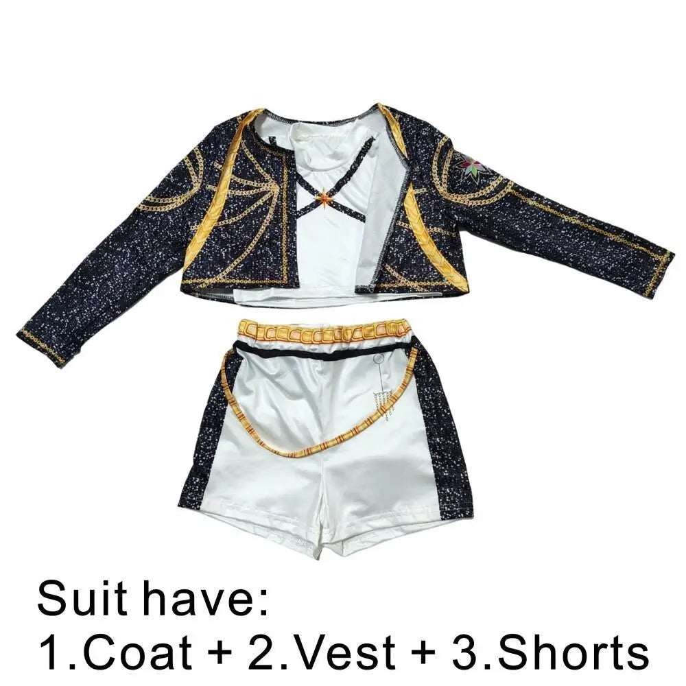 Rumi Demon Hunters Black White Cosplay Costume Halloween Stage Girl K-Pop Group Idol Vest Coat Shorts 3-piece Uniform Outfit
