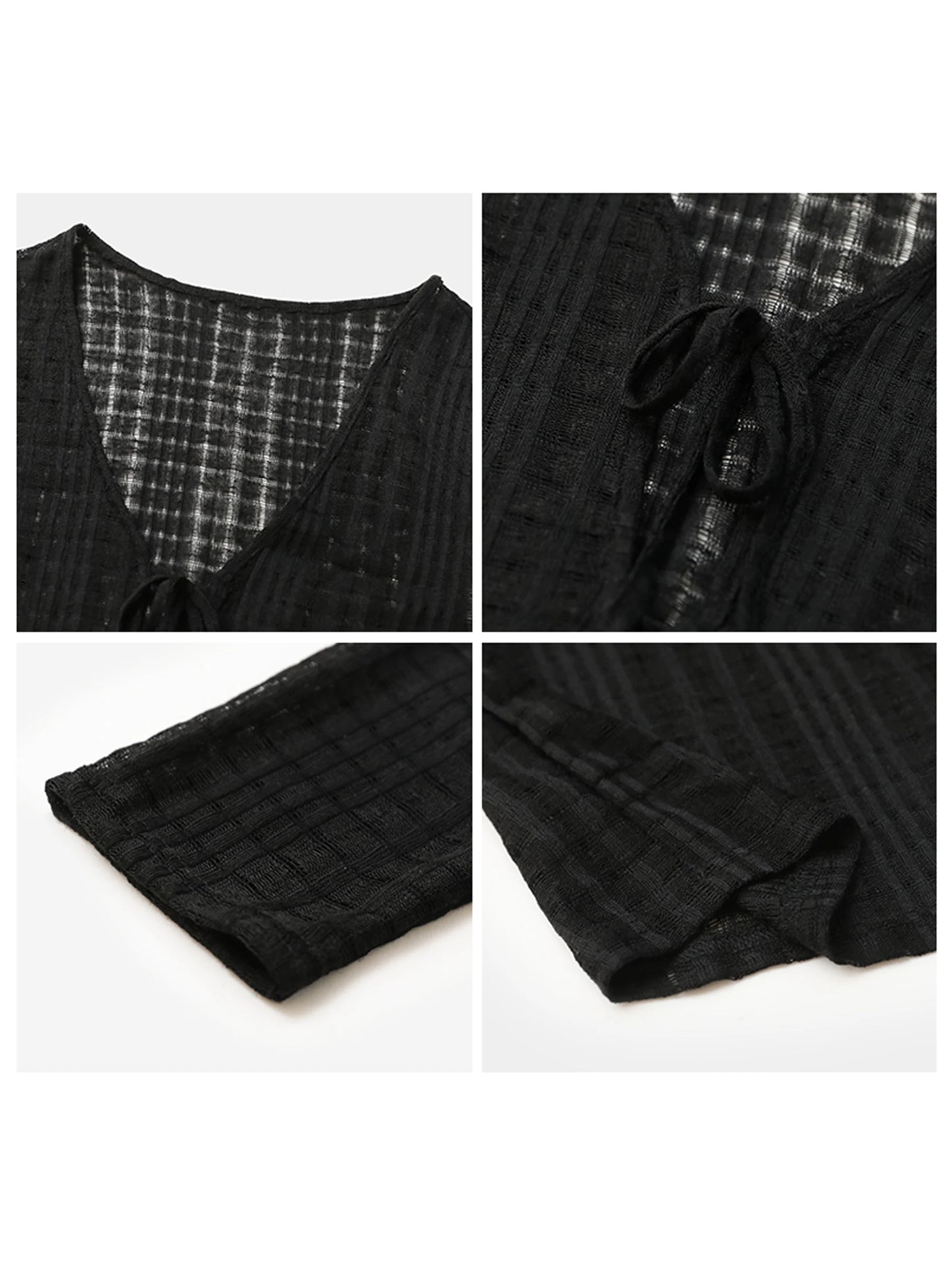 CHIC VEN Women Cardigan Loose Casual New Solid V-neck Lace Up Knitted Sweaters Hollow Out Female Short Coat Spring Autumn 2025