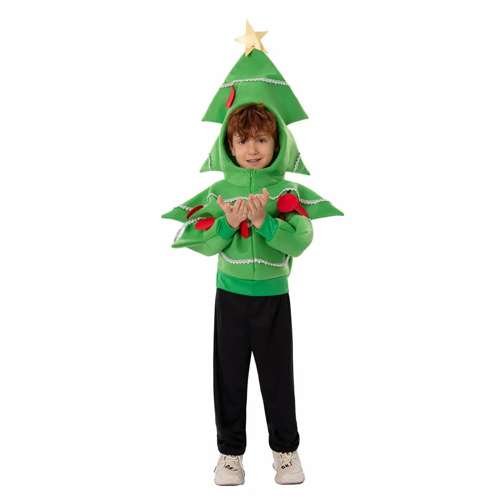 Kids Christmas Tree Cosplay Clothing Coat Boys Girls Children Stage Performance Costume Outfits Halloween Party Disguise Suit