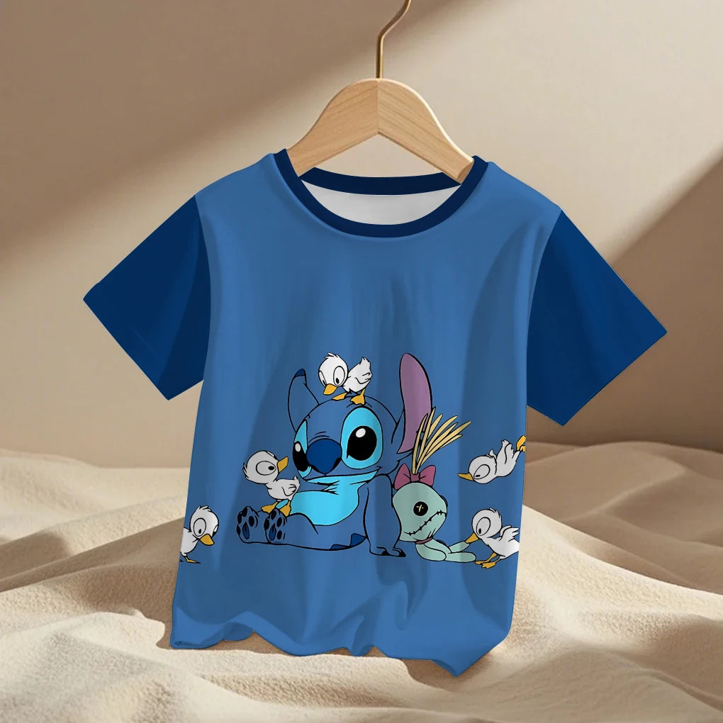 Lilo Stitch Trucksuit Kids T-Shirt Kawaii T Shirt Anime Cartoons Children Casual Clothes Tee Shirt Baby Girl Boy Fashion Y2K Top