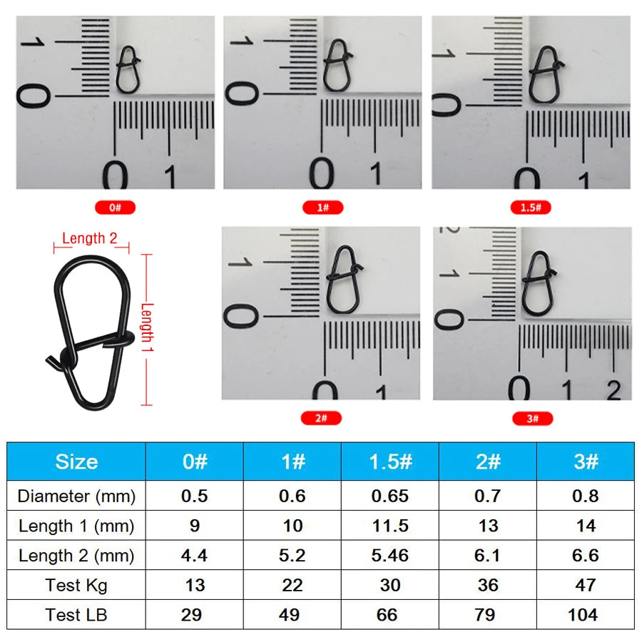 50Pcs Crankbait Snaps Stainless Steel Duo Lock Lure Snaps Quick Change Fishing Clips Fast Speed Clips Snap Hook Connector