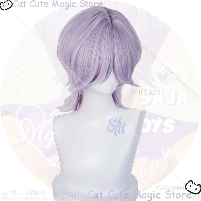 Kpop Demon Cosplay Saja Boys Mystery Hair Purple Gray Wig Heat Resistant Synthetic Hair Wigs + Wig Cap Halloween Carnival Party