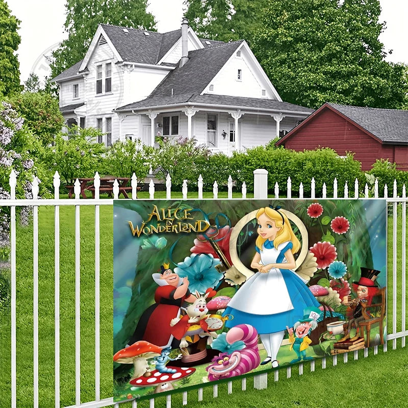 Tea Party Background Princess First Birthday Party Decorations Card Magic Rabbit Alice in Wonderland Baby Shower Photo Backdrop