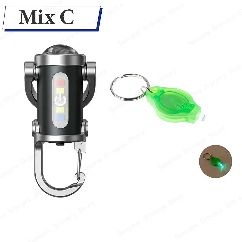 1PC Mini Torch - EDC Flashlight with 180° Rotating Head, Magnetic Tail & Rechargeable Mini Torch Key Fob Gift for Father