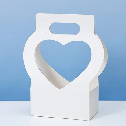 3PCS Heart-Cutout Flower Gift Box Romantic Portable Paper Flower Box With Handle Foldable Floral Wrap Box Birthday Party