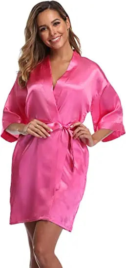 Satin Robe Female Intimate Lingerie Sleepwear Silky Bridal Wedding Gift Casual Kimono Bathrobe Gown Nightgown Sexy Nightwear