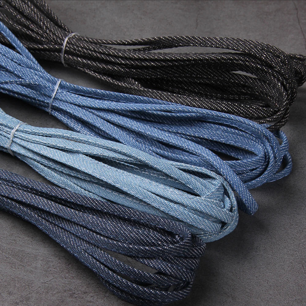 5meters 5mm Denim Strap Falt Cord Cowboy Fabric Rope for DIY Crafts Bracelets Hair Accessory Making Home Decor Findings