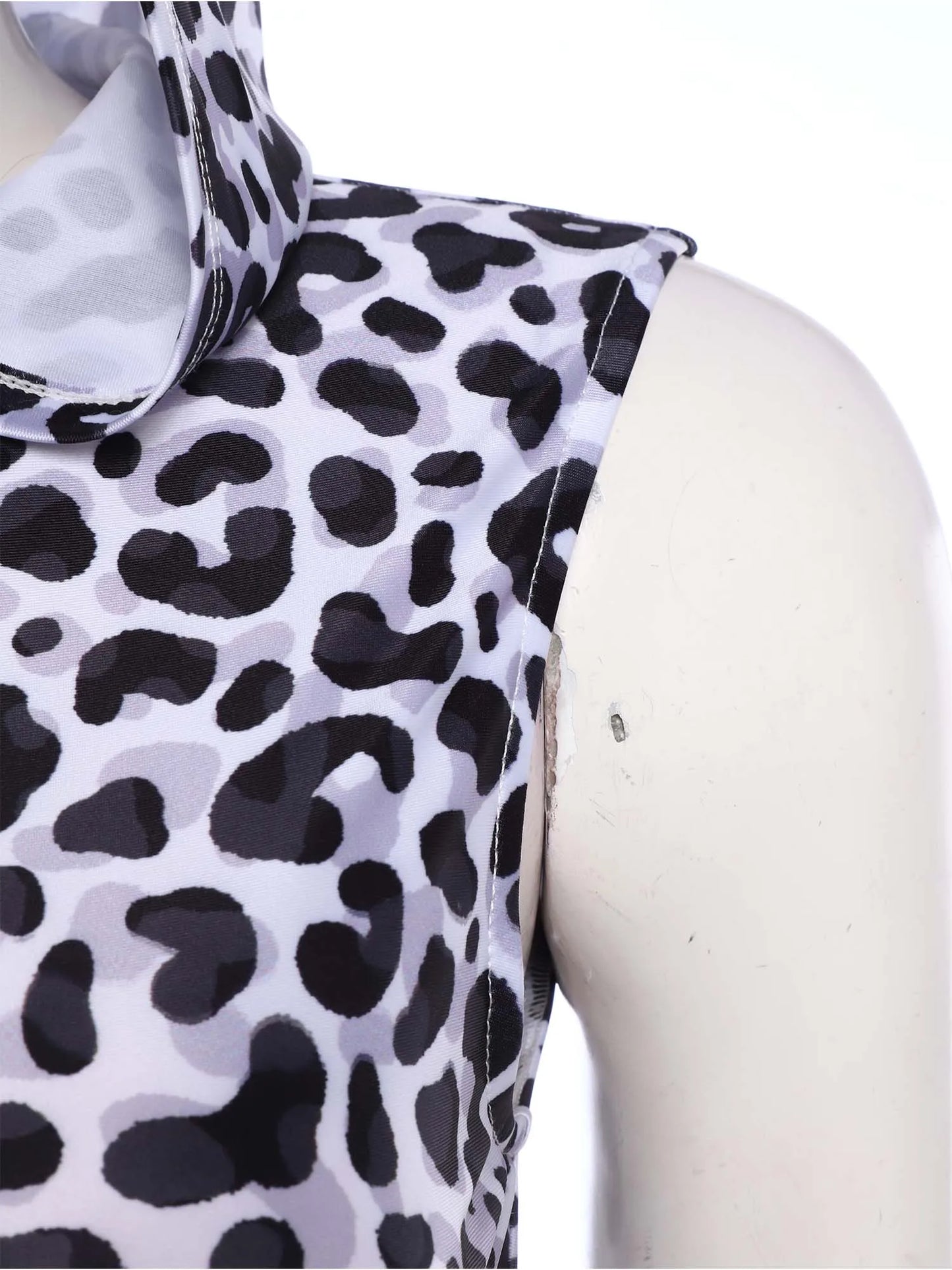 Women Halloween 90s Disco Hippie Cosplay Costume Sleeveless Zipper Printed Bell-Bottom Hooded Jumpsuit for Theme Party Carnival