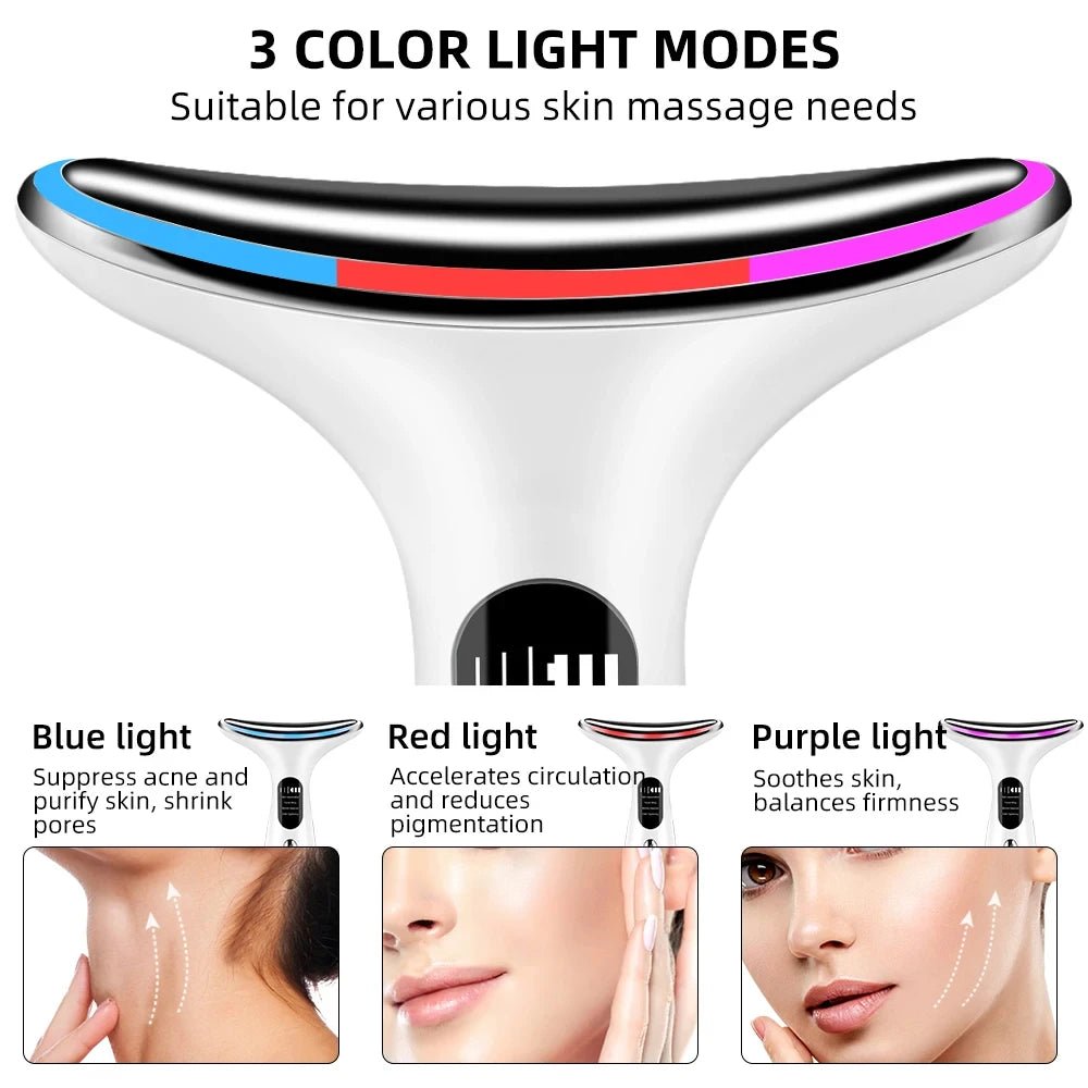 Comfortable Facial Massager Face And Neck Beauty Device For Skin Care Adults Mens And Womens White Face And Neck Massager