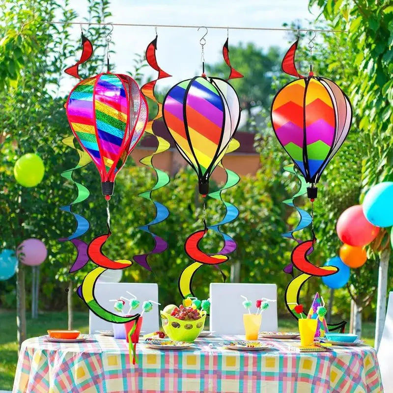 Hot Air Balloon Spinner 3X Balloon Wind Spinners Outdoor Windsock Ornament Outdoor Decoration For Holiday Camping Wedding