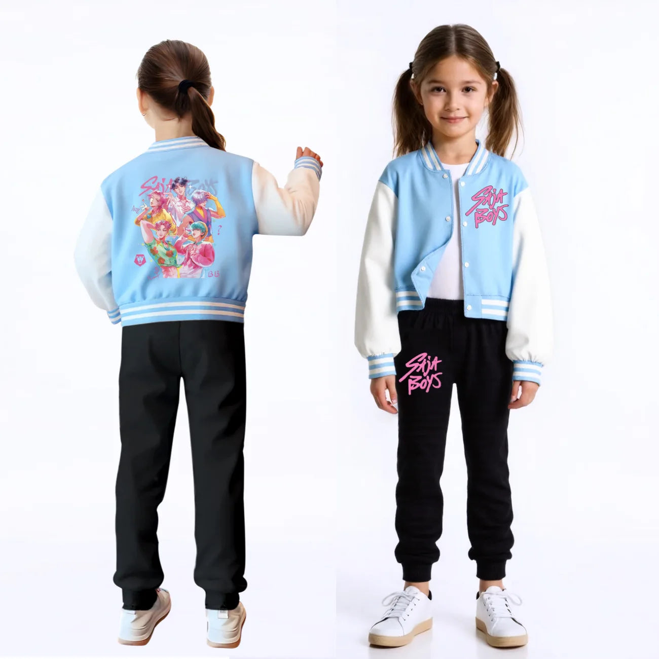 KPop Demon Hunters Kids Huntrix SAJABOYS Clothes Boys Baseball Uniform Spring Autumn Girls Baby Casual Hoodies Children Costume