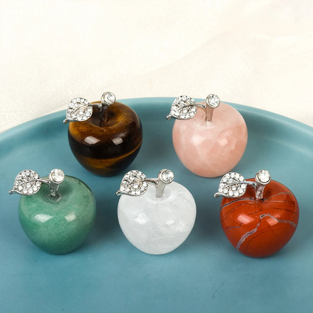 Natural Crystal Apple Jewelry Quartz Home Decoration Christmas Gift 15 Colors Healing Spirit Lucky Halo Desktop Ornament