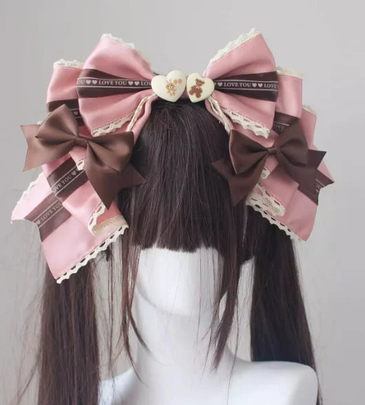 Spring Summer Cute Sweet Hair Clips for Women Bow Headwear Thin Lolita Ladies Hair Clips KC Hair Bow Lolita Korean Accessories
