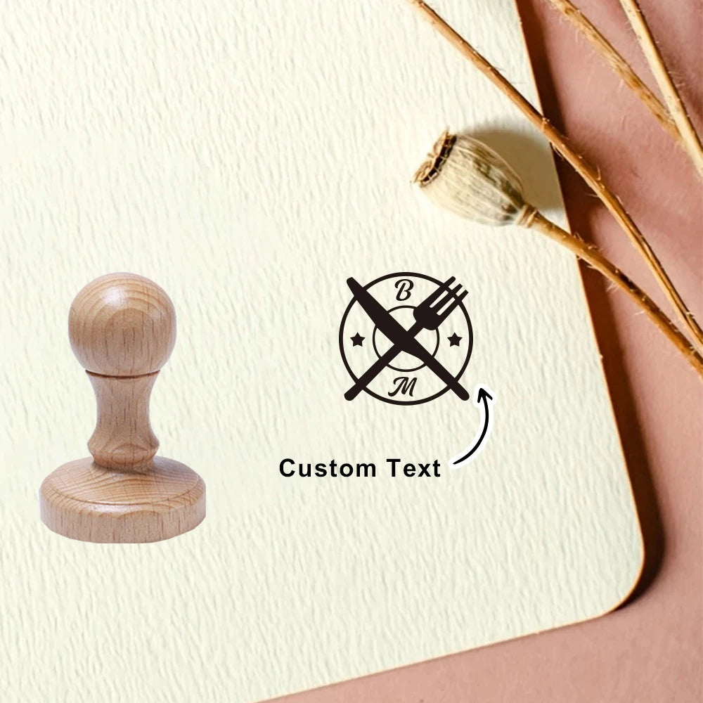 1PC Fashion Customized Name Wooden Seal For Restaurant Bakery Burger Restaurant Custom Brand Name Commercial Stamp