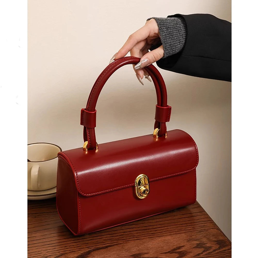 Women Red Square Handbags for Bride Wedding Luxury Texture Leather Flap Crossbody Bag 2025 New Lady Single Shoulder Bags