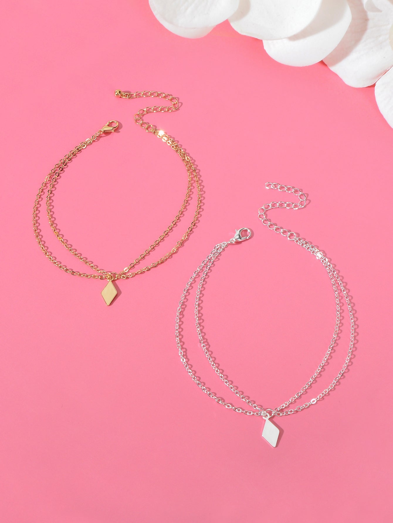 2pcs Valentine's Gift Layered Anklets Matching Couple Best Friend Foot