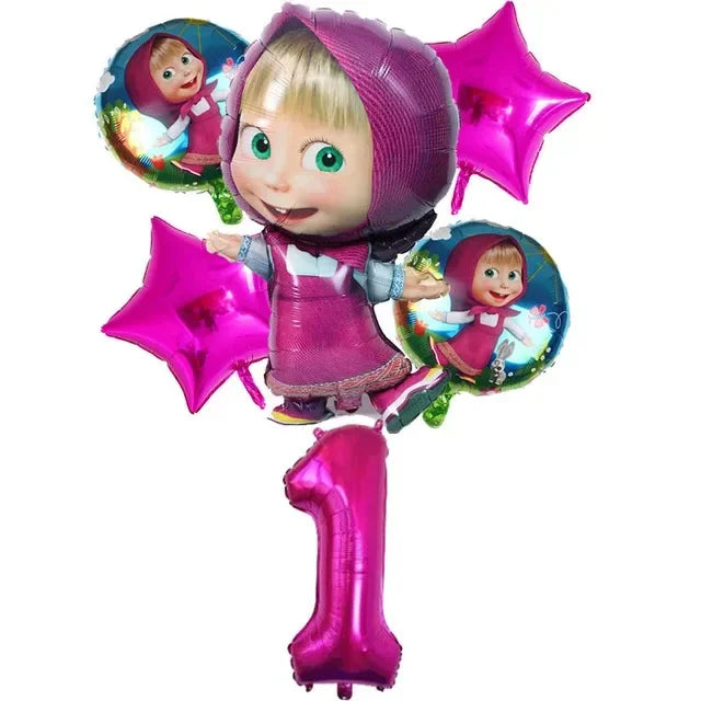 Cute Mashas and the Bear Party Balloons Party Decorations Cartoon Bear Party Favors Baby Shower Gifts For Kids Birthday Party