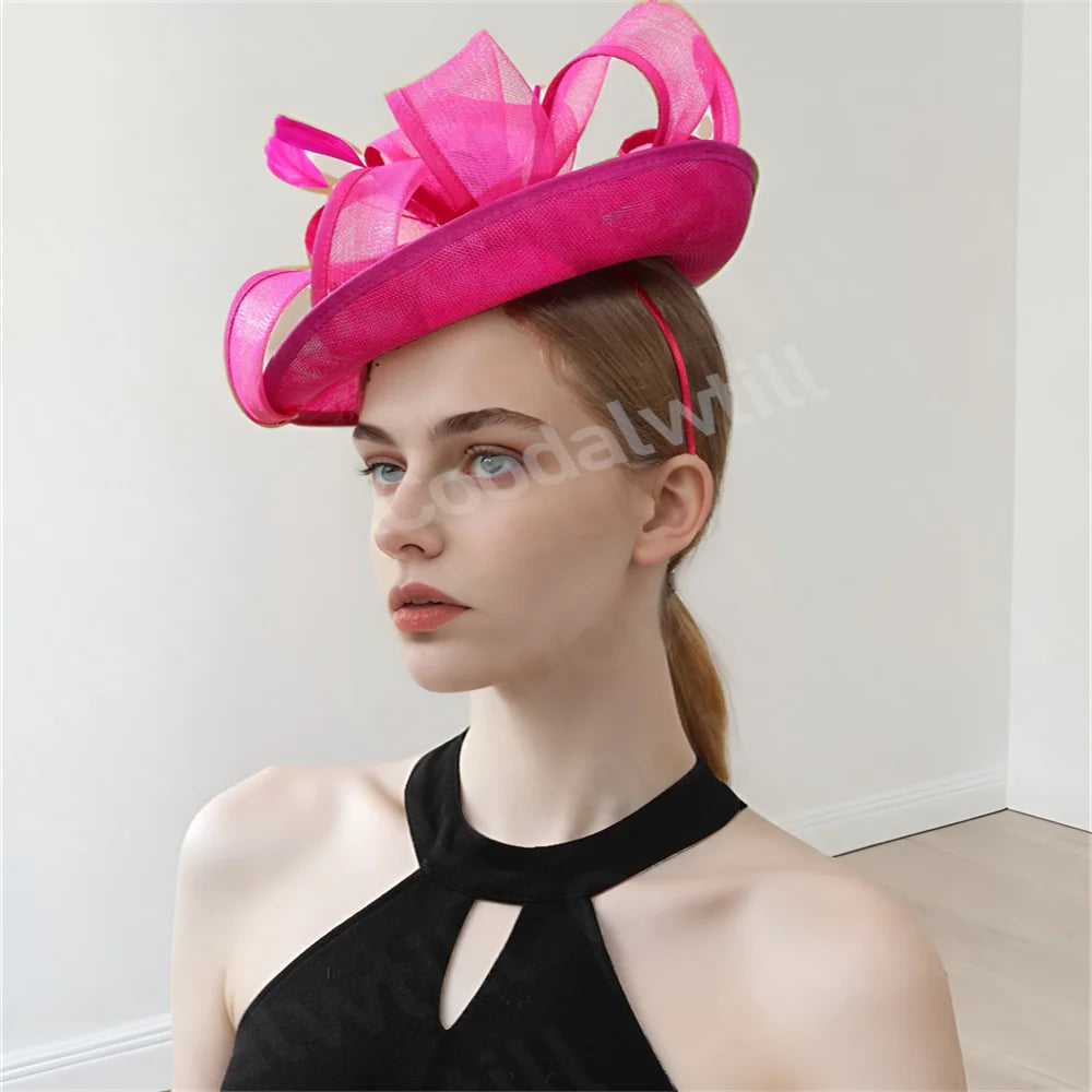 Hot Pink New Fascinator Wedding Women Hat Derby Race Ladies Headpiece Bride Wedding Chic Pillbox Fascinator Hair Accessories