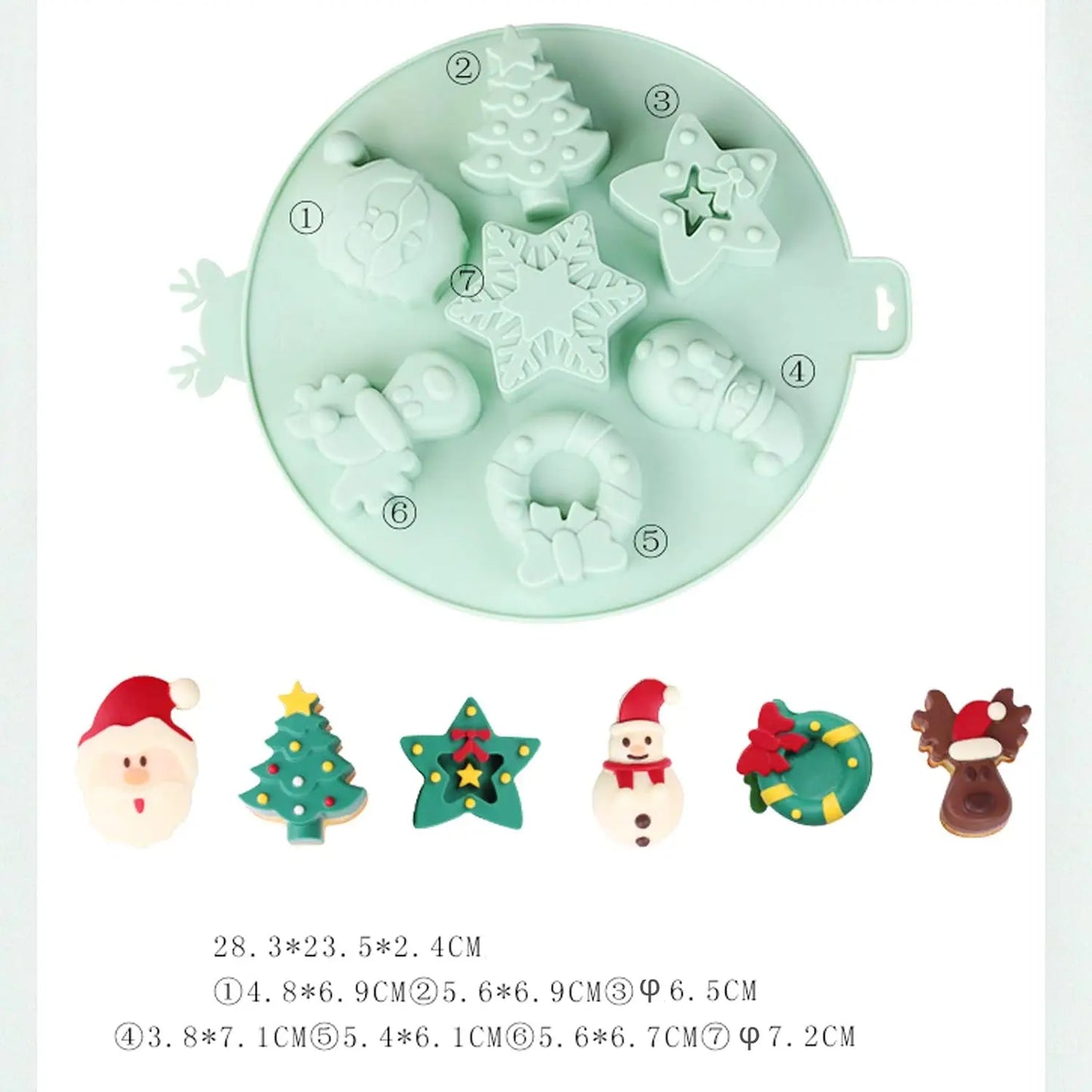2 Pack Christmas Silicone Molds, Non-Stick Chocolate Jello Baking mold for Party Xmas Gift, with Christmas Tree Santa Snowman