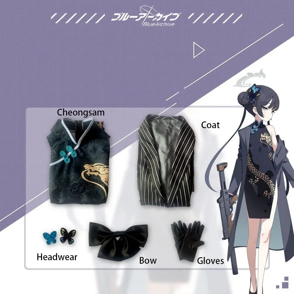 New Game Blue Archive Ryuge Kisaki Cosplay Women Cheongsam Costume Adult Uniform Coat Full Accessories Set Suit Cute Outfits