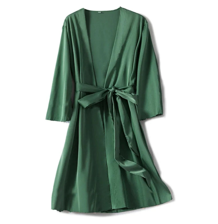 Satin Robe Female Intimate Lingerie Sleepwear Silky Bridal Wedding Gift Casual Kimono Bathrobe Gown Nightgown Sexy Nightwear