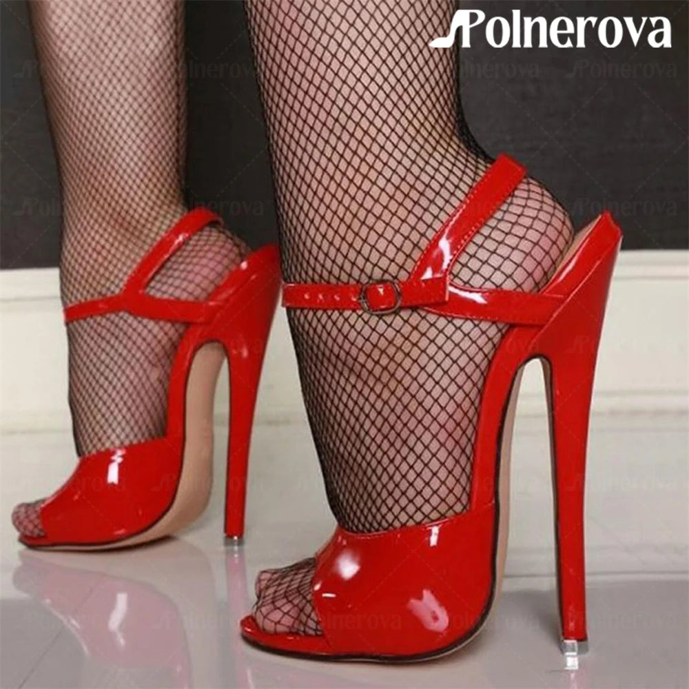 18cm Open Toe Sandals Ultimate Stilettos Multi-color Patent Leather Handmade Sandals Sexy Fetish High Heels Customizable Sandals