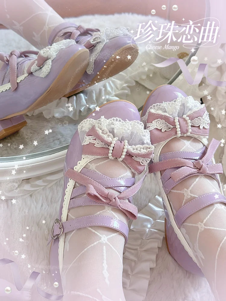 Original Lolita Style Pink Mary Jane Shoes Autumn New 2025 Japanese Girls Sweet Elegant Bow Low Heels Y2k Tea Party Pumps 2025