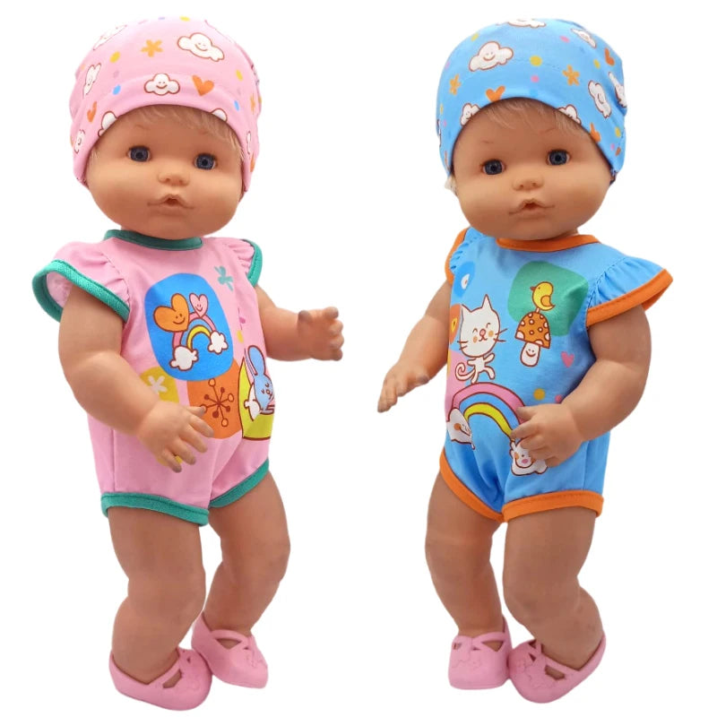 40cm Baby Doll Boy Clothes Grey Rompers Sock Hat For 38 Cm Nenuco Doll Clothing Ropa Y Su Hermanita Toys Wears
