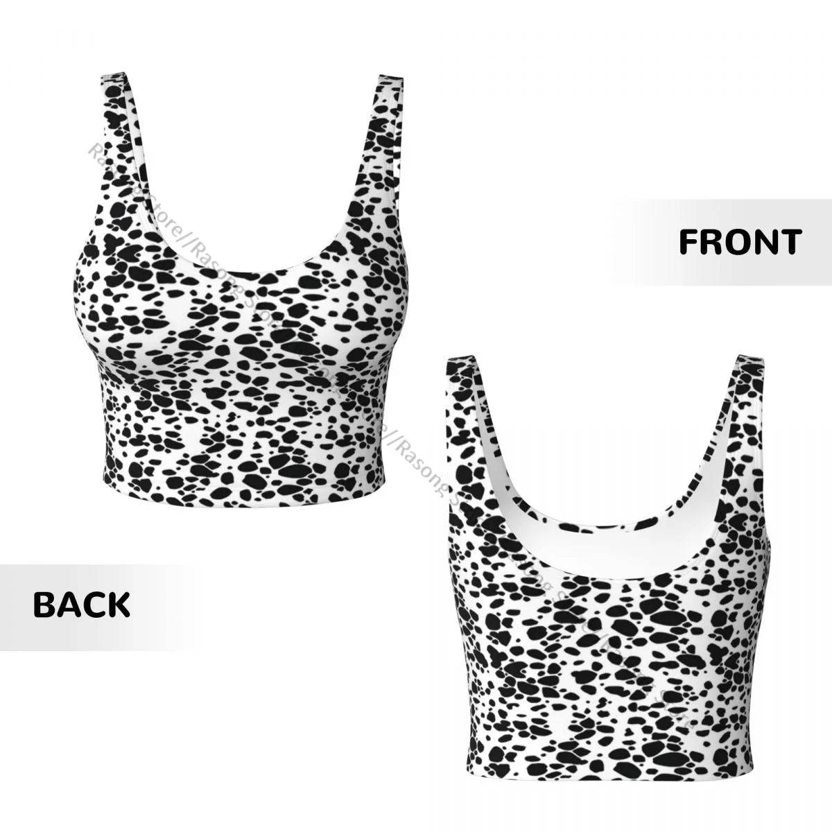 Women Sexy Sports Vest Dalmatian Dog Pattern Female Streetwear Sport Lingerie Tee Crop Top