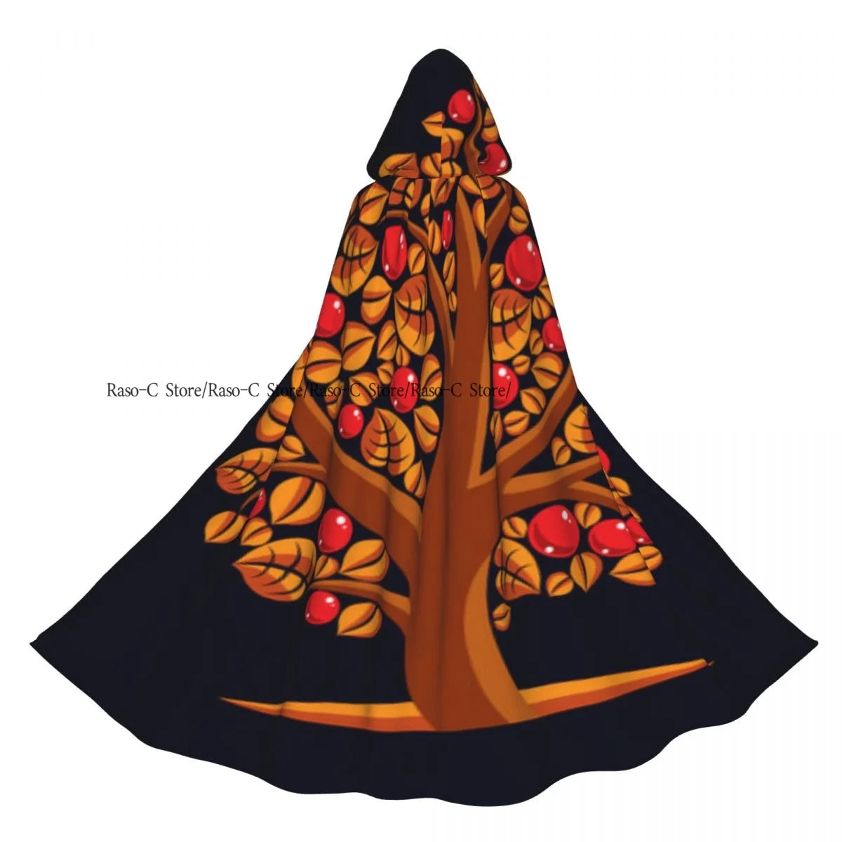 Hooded Cloak Unisex Cloak with Hood Tree With Ripe Apples Harvest Season Theme Cloak Vampire Witch Cape Cosplay Costume