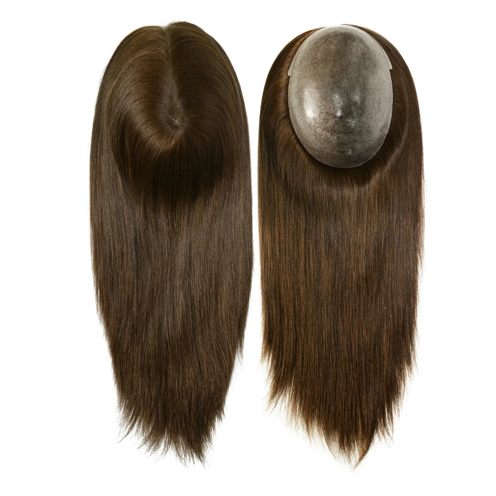TP22INJ - All Injected Polyskin Hair Topper Chinese Culticle Remy Hairpieces for Women 14" 16" Toupee Women