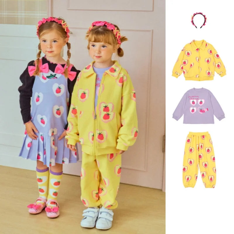 Children's Jacket 2025 Autumn/Winter New Strawberry Full Print Fashion Boys and Girls' Sportswear Coat Pure Cotton Sweatshirt