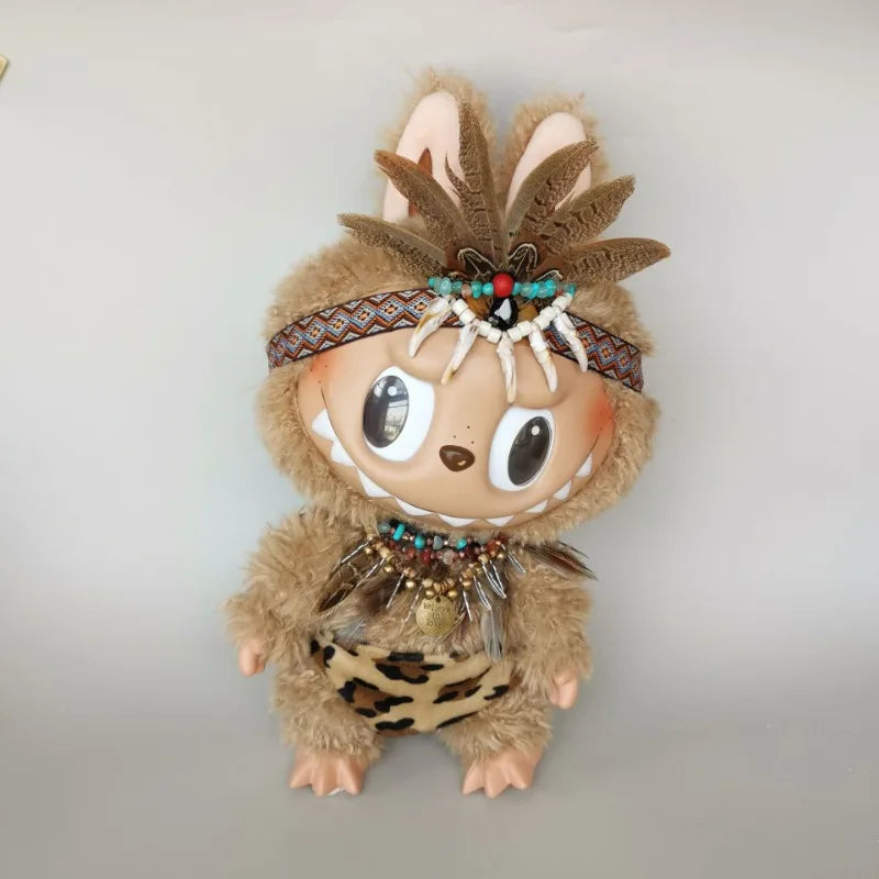 Pure Handmade For POP MART Vinyl Labubu Baby Clothes Chief Indian Style Clothes Big Baby 38cm Large Doll Only Clothe No Doll
