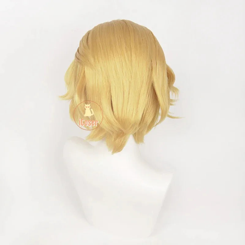 asdh8@Anime Dr. Stone Science Future Stanley Snyder Cosplay Wig Blonde Short Hair Dr. Xeno Season 4 Halloween Party Women Men Ca