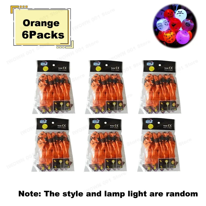 12 Inch Halloween Pumpkin Latex Balloons With Light LED Glow In The Dark Pumpkin Ghost Balloons Halloween Party Decorations