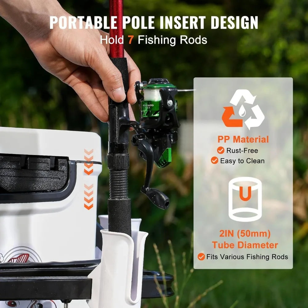 Beach Fishing Cart, 200 lbs Load Capacity, Fish and Marine Cart with Two 11" Big Wheels Rubber Balloon Tires for Sand, Heavy-Du