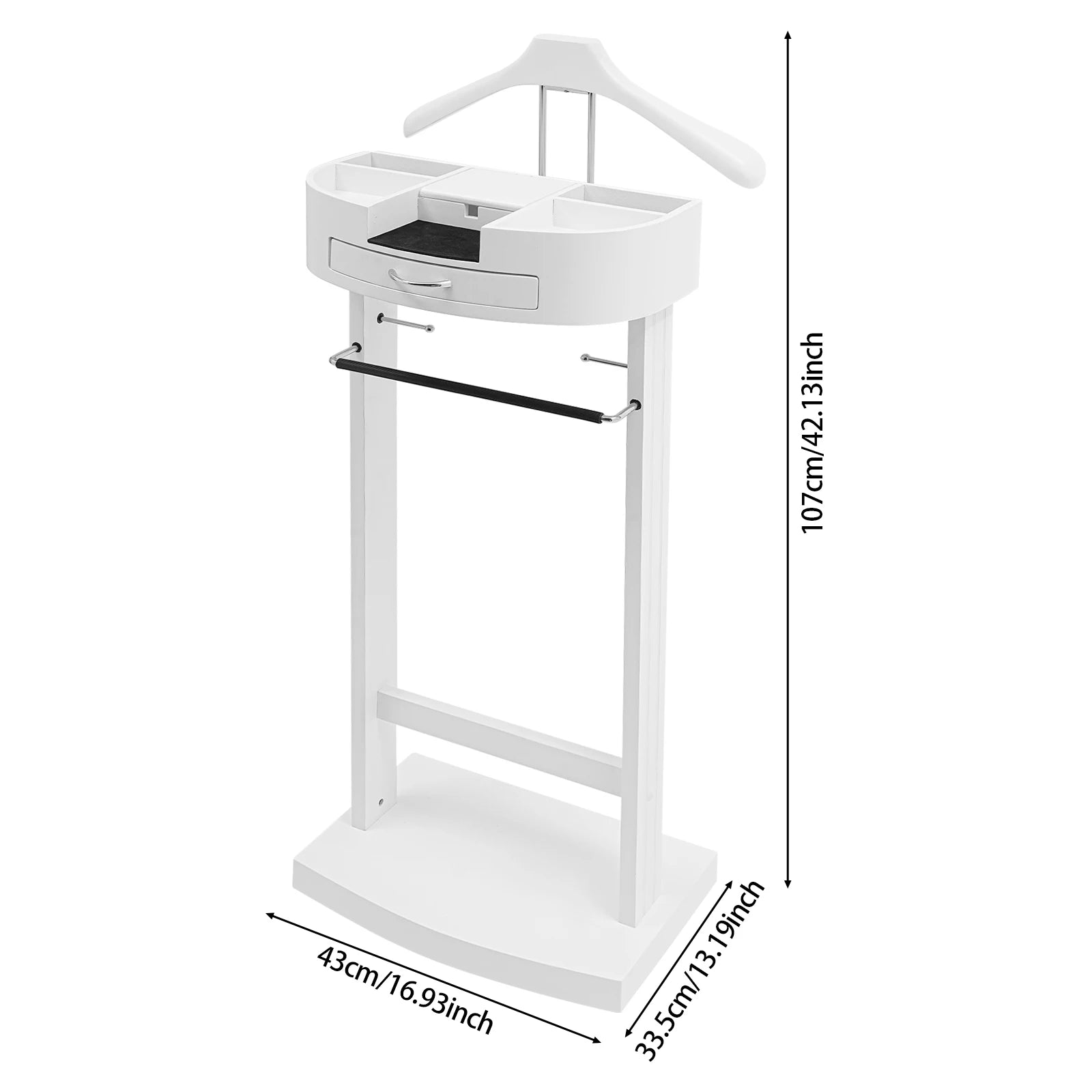 Hanging Clothes Stand 66.14lbs Load White Wood Iron Velvet 16.9313.1942.13in Suitable For Homes Hotels Offices Clubs