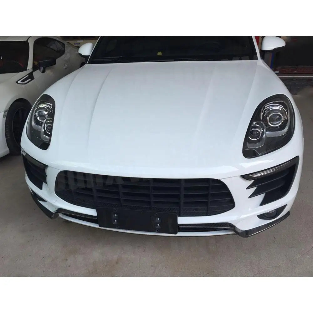 2PCS Carbon Fiber Front Bumper Molding Garnish Panel Trim Decoration Air Knife Strips For Porsche Macan 2014-2017 FRP Exterior
