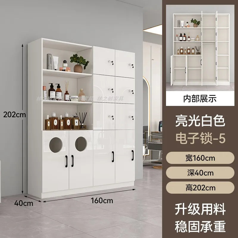 Customized barber shop towel cabinet Beauty salon product display cabinet Hair shop locker Customer deposit box with lock