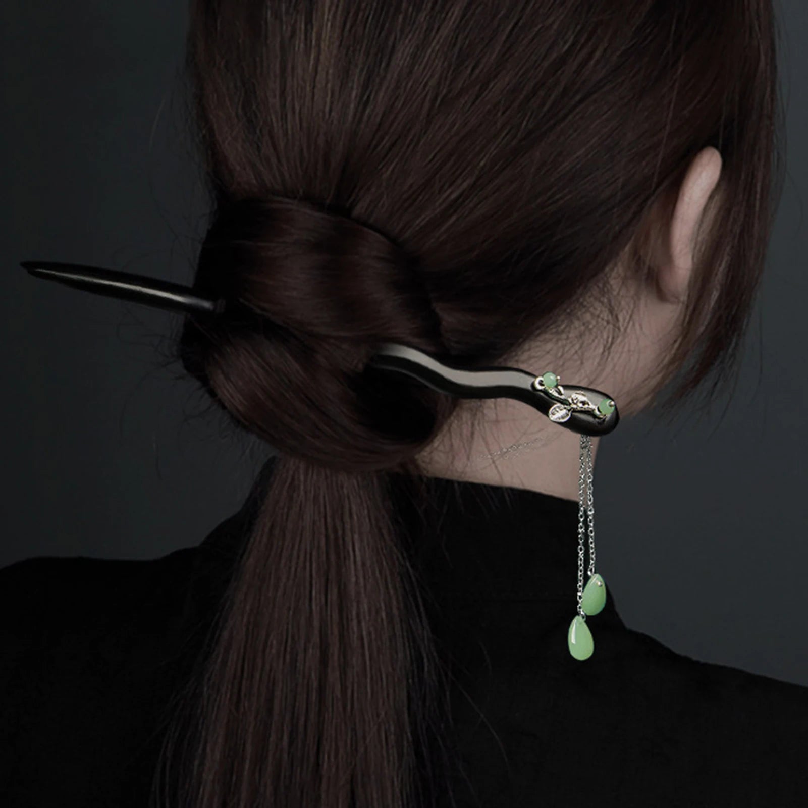 Vintage Tassel Hairpin Retro Wooden Leaf Shaped Hair Stick Forks Chiense Cheongsam Decor Hair Bun Jewelry Retro Hanfu Headwear