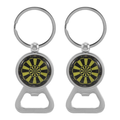 2Pcs Dartboard Bottle Opener Keychain Creative Sturdy Metal Portable Pocket Size Sports Theme Key Ring Backpack Charm for Men