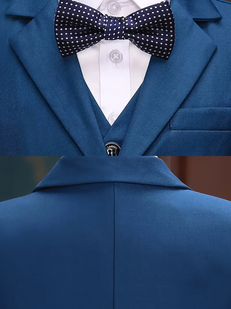 Boys 4Pieces/Set Jacket Vest Pants Bowtie Wedding Suit Little Boys Birthday Party Dress Children Host Piano Performance Costume