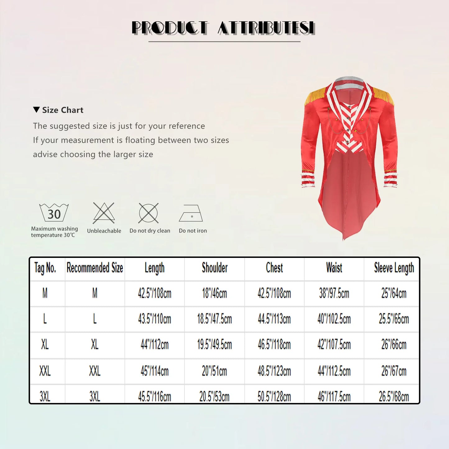 Men Circus Ringmaster Costume Halloween Lion Tamer Tailcoat Lapel Collar Long Sleeves Tassel Epaulets Satin Jacket Tail Coats