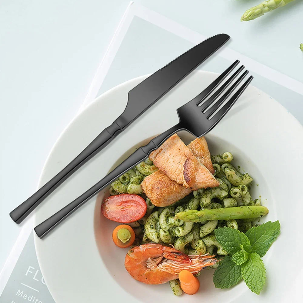 Christmas 24Pcs Gold Dinnerware Stainless Steel Cutlery Set Dinner Flatware Knife Fork Spoon Luxury Kitchen Tableware Gift Box