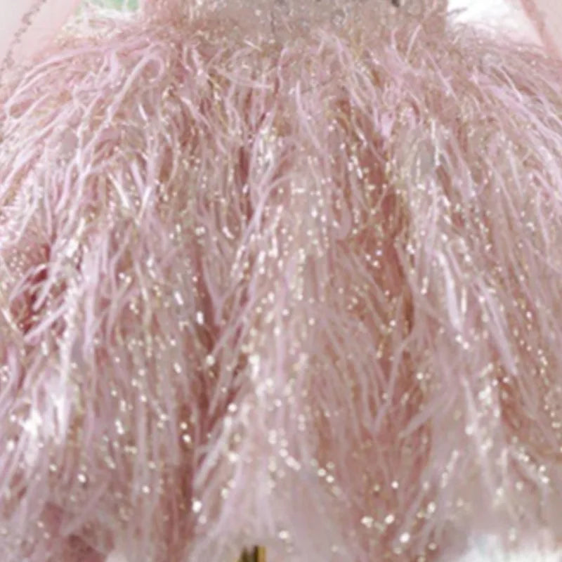 Fashion Baby Girl Princess Sequins Feather Dress Puffy Sleeve Toddler Child Pearl Vestido Party Birthday Baby Clothes 2-14Y