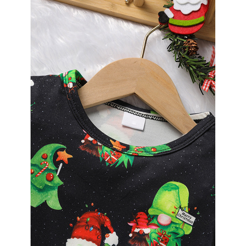 Toddler Kids Baby Girl Christmas Dress Outifts, Long Sleeves Cartoon